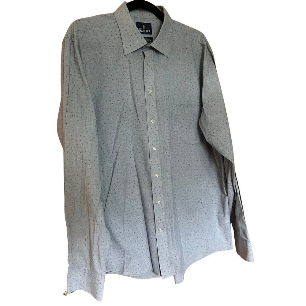 Cotton Blend Button Down Dress Shirt // Stafford Men's Neck 17